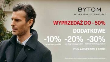 Wyprzedaż do -50%. Dodatkowe -10% na pierwszy produkt, -20% na drugi tańszy produkt, -30% na trzeci najtańszy produkt.